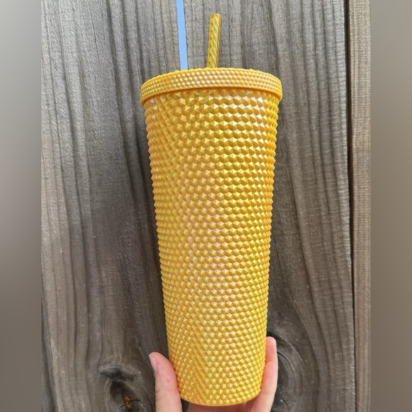 NEW 24oz Starbucks Philippines Yellow Sunshine Bling Studded Textured Tumbler - Picture 2 of 4